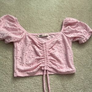pink middle scrunch flower top (with bottom ties)